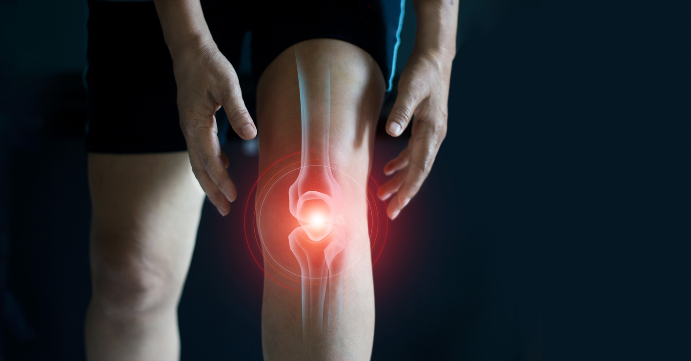 elderly person suffering osteoarthritis pain in knee