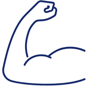 Durable_icon blue transparent icon of arms with muscles, durability